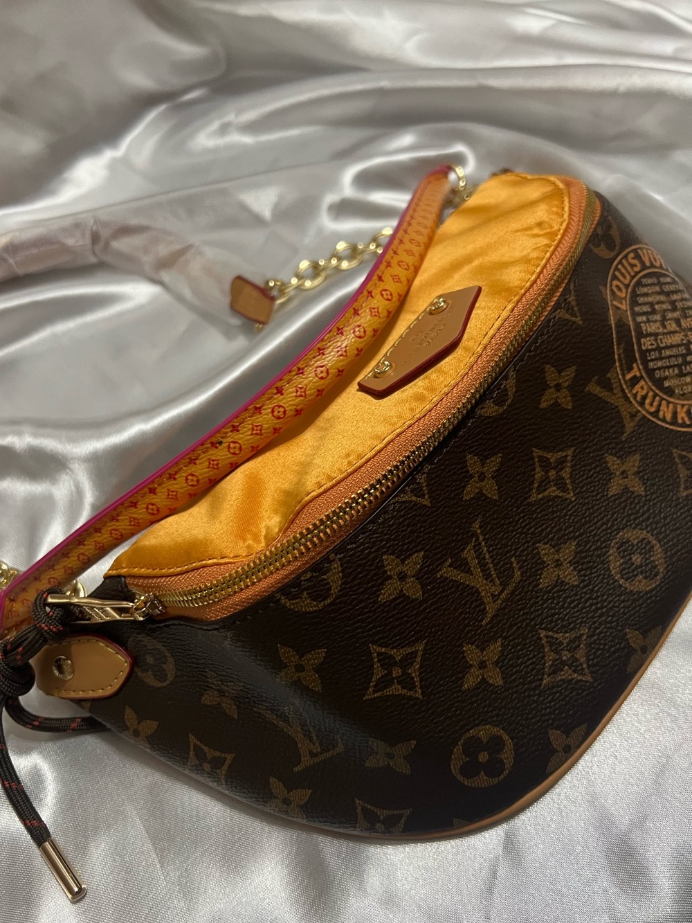 Inspired L Monogram Shoulder Bag in Brown & Orange